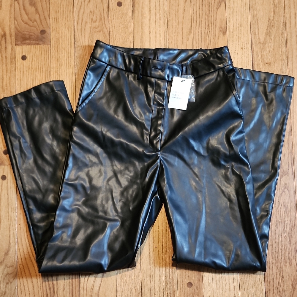 Sleek Black Faux Leather Trousers